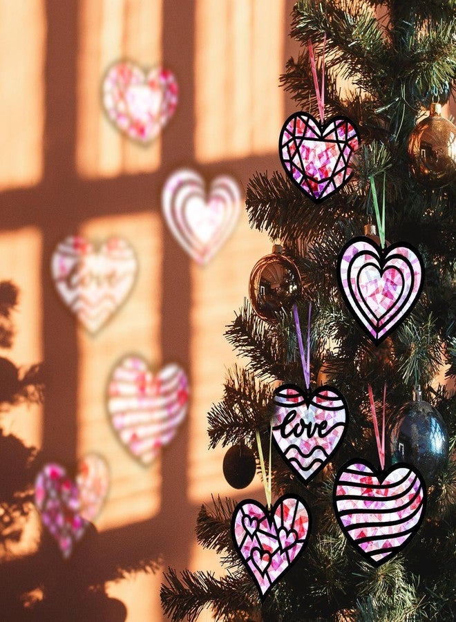 EggSun 36 Sets Valentines Suncatchers Craft Kit for Kids Ornaments Stained Glass Heart Window Arts and Crafts Kit for Classroom Holiday Projects Home Party Favors Decorations Ages 4 8 12 - Image 5